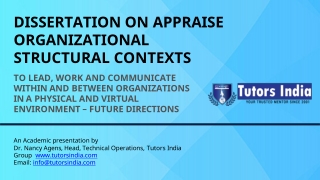 Organizational Structural Contexts to Lead & Work on Appraise Dissertation- TutorsIndia.com