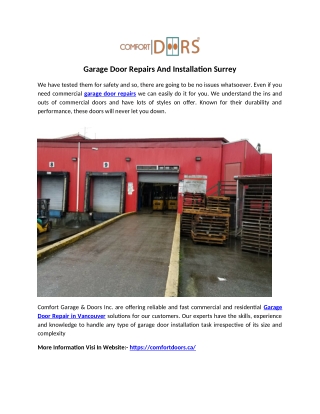 Garage Door Repairs And Installation Surrey