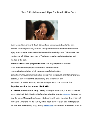 Top 5 Problems and Tips for Black Skin Care