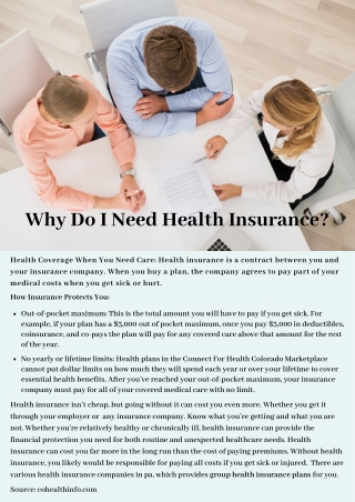Why Do I Need Health Insurance?