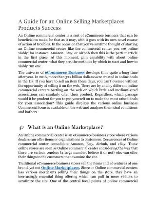 A Guide for an Online Selling Marketplaces Products Success