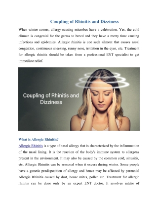 Coupling with rhinitis and dizziness