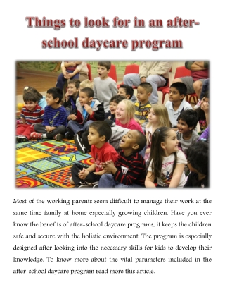 Things to look for in an after-school daycare program