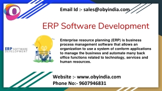 ERP Software Development Company in Pune - OBY India IT Solution