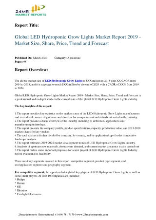 LED Hydroponic Grow Lights Market Report 2019