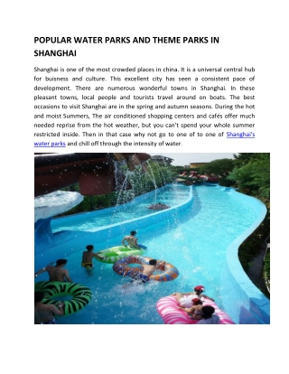 Famous Water Parks in Shanghai