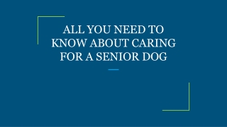 ALL YOU NEED TO KNOW ABOUT CARING FOR A SENIOR DOG
