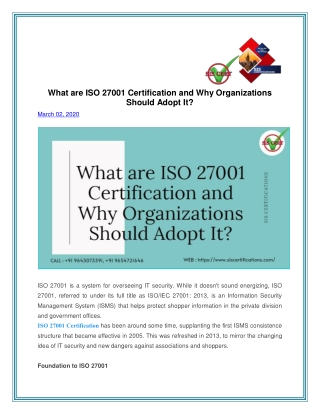 What are ISO 27001 Certification and Why Organizations Should Adopt It?