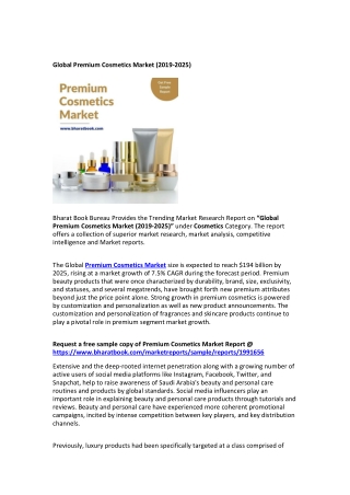 Global Premium Cosmetics Market Size Study, Distribution Channel and Regional Forecast: 2019-2025