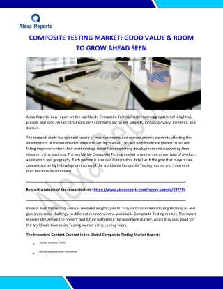 COMPOSITE TESTING MARKET: GOOD VALUE & ROOM TO GROW AHEAD SEEN