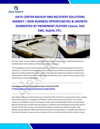DATA CENTER BACKUP AND RECOVERY SOLUTIONS MARKET 2019