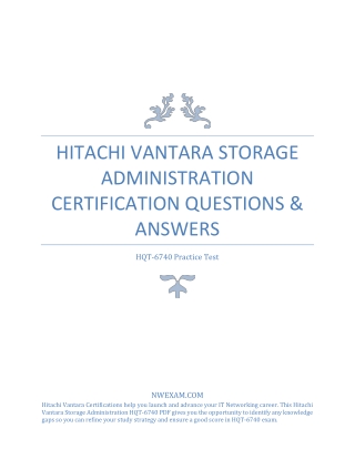 Hitachi Vantara HQT-6740 Storage Administration Certification Questions & Answers