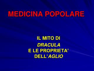 MEDICINA POPOLARE