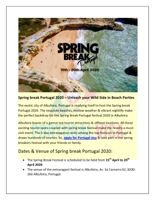 Enjoy Spring break Portugal 2020 & make memories for Life