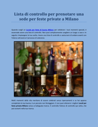 Lista di controllo per prenotare una sede per feste private a Milano