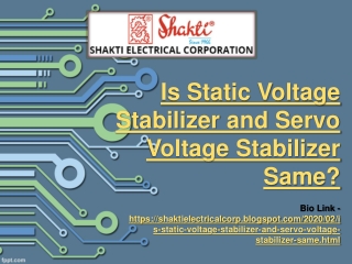 Is Static Voltage Stabilizer and Servo Voltage Stabilizer Same?-ppt