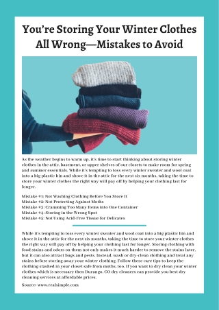 You’re Storing Your Winter Clothes All Wrong—Mistakes to Avoid