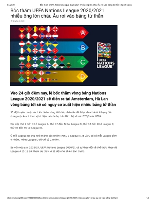 Bốc thăm uefa nations league 2020 2021 nhiềi vào bảng tử thần   sort news