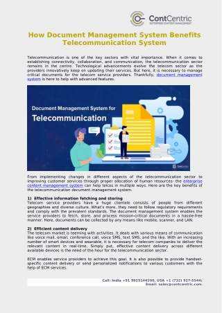 How Document Management System Benefits Telecommunication System
