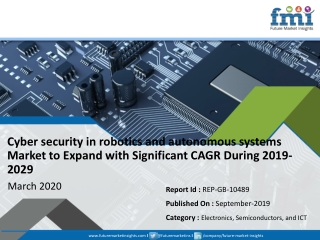 Cyber security in robotics and autonomous systems Market to Undertake Strapping Growth During 2019-2029