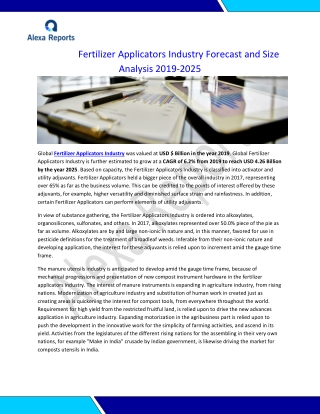 Fertilizer Applicators Industry Forecast and Size Analysis 2019-2025