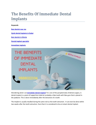 The Benefits Of Immediate Dental Implants