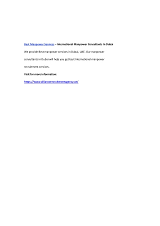 Best Manpower Services – International Manpower Consultants In Dubai