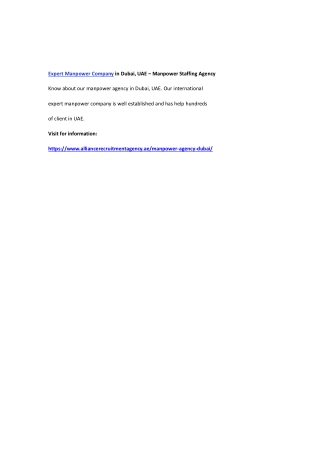 Expert Manpower Company in Dubai, UAE – Manpower Staffing Agency