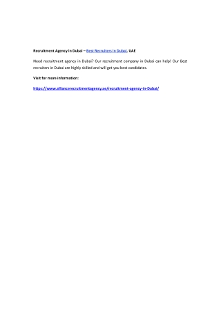 Recruitment Agency in Dubai – Best Recruiters in Dubai, UAE