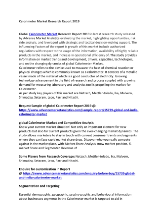 Calorimeter Market Research Report 2019