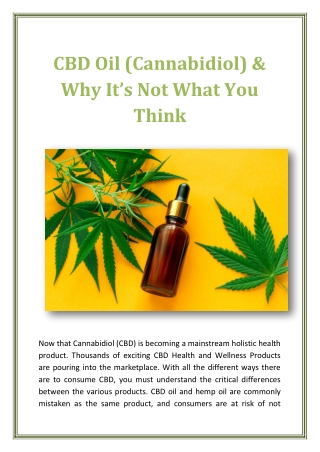 CBD Oil (Cannabidiol) & Why It’s Not What You Think