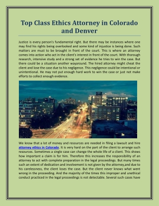 Top Class Ethics Attorney in Colorado and Denver