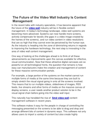 The Future of the Video Wall Industry Is Content Management