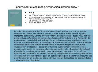 COLECCIÓN “CUADERNOS DE EDUCACIÓN INTERCULTURAL”