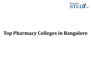 Top Pharmacy Colleges in Bangalore