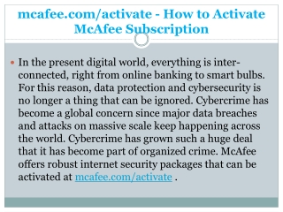 mcafee.com/activate - How to Activate McAfee Subscription