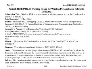 Project: IEEE P802.15 Working Group for Wireless Personal Area Networks (WPANs)