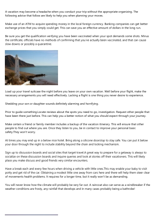 Learn What You Need To Make Vacation Strategies