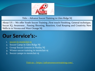 Advance Soccer Training in Glen Ridge NJ