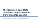 The Common Core State Standards: Implications for Instructional Leadership