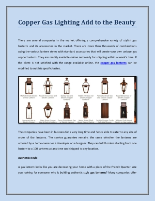 Copper Gas Lighting Add to the Beauty