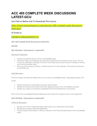 ACC 485 COMPLETE WEEK DISCUSSIONS LATEST-GCU