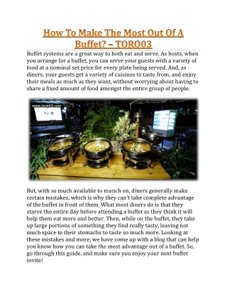 How To Make The Most Out Of A Buffet? - TORQ03