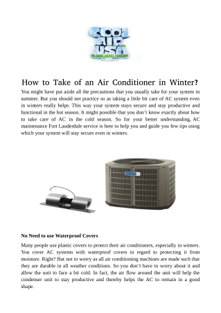 How to Take of an Air Conditioner in Winter?