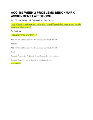 ACC 485 WEEK 2 PROBLEMS BENCHMARK ASSIGNMENT LATEST-GCU