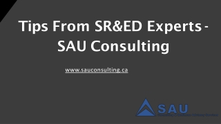 Things To Know About SR&ED Experts - SAU Consulting