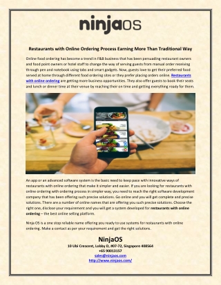 Restaurants with Online Ordering Process Earning More Than Traditional Way