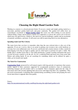 Choosing the Right Hand Garden Tools