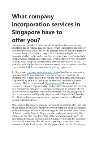 What company incorporation services in Singapore have to offer you?