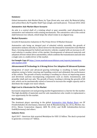 Automotive Axle Market Share
